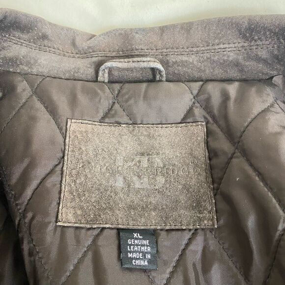 Knightsbridge XL brown suede bomber jacket with silky brown quilted lining - Picture 8 of 9